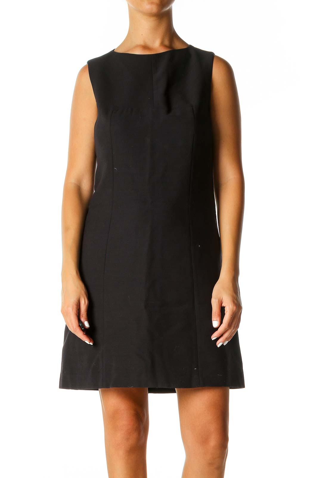 Blue Solid Chic Shift Dress Front