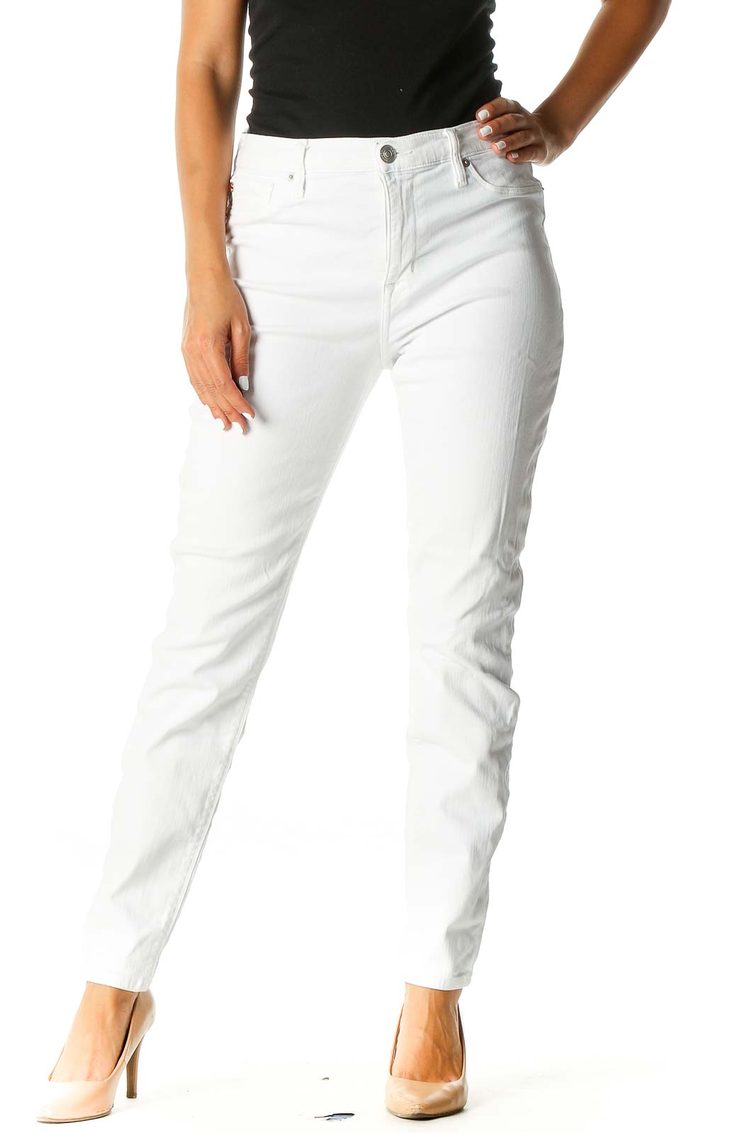 White Casual Skinny Jeans Front