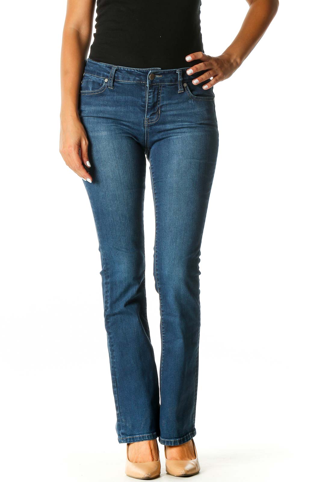 Blue Casual Bootcut Jeans Front