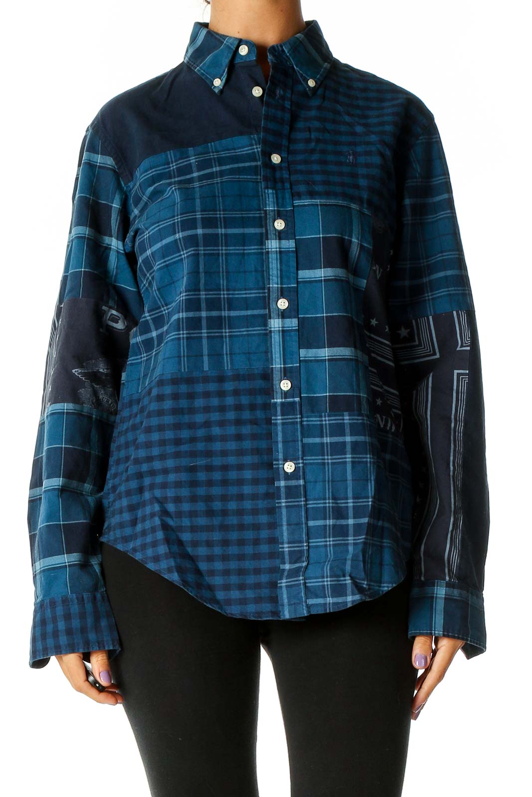 Blue Checkered Work Shirt Front