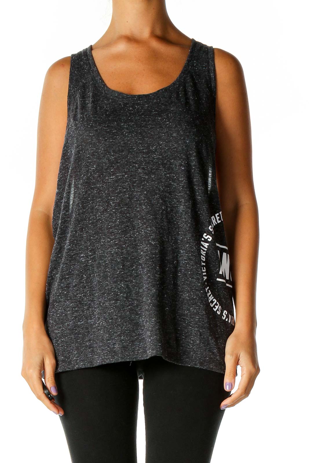 Gray Sequin All Day Wear Tank Top Front