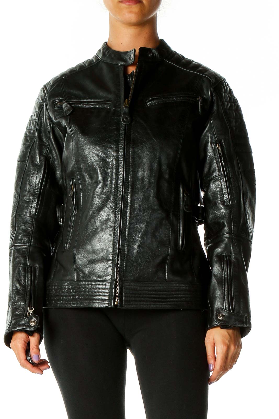 Black Motorcycle Jacket Front