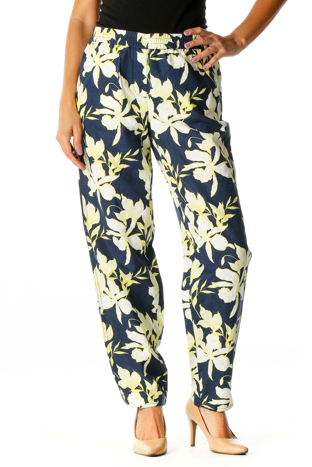 Tropical Printed Pants with Belt