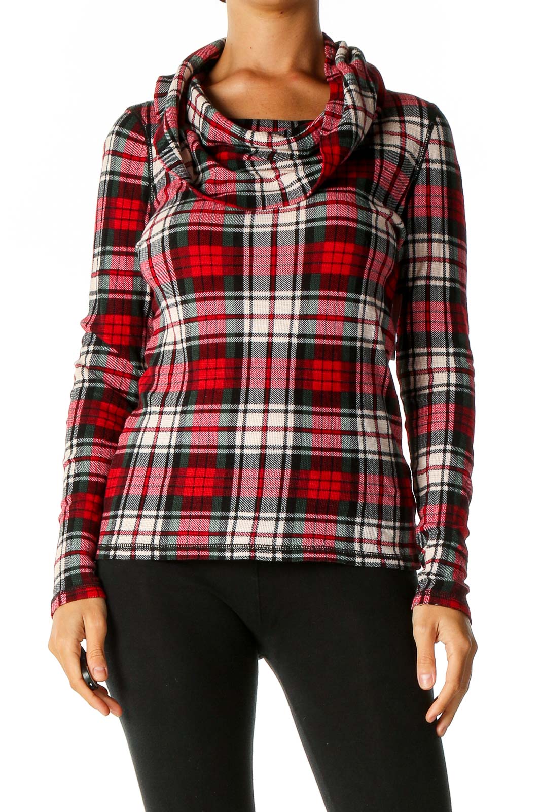 Red Checkered Holiday Blouse Front