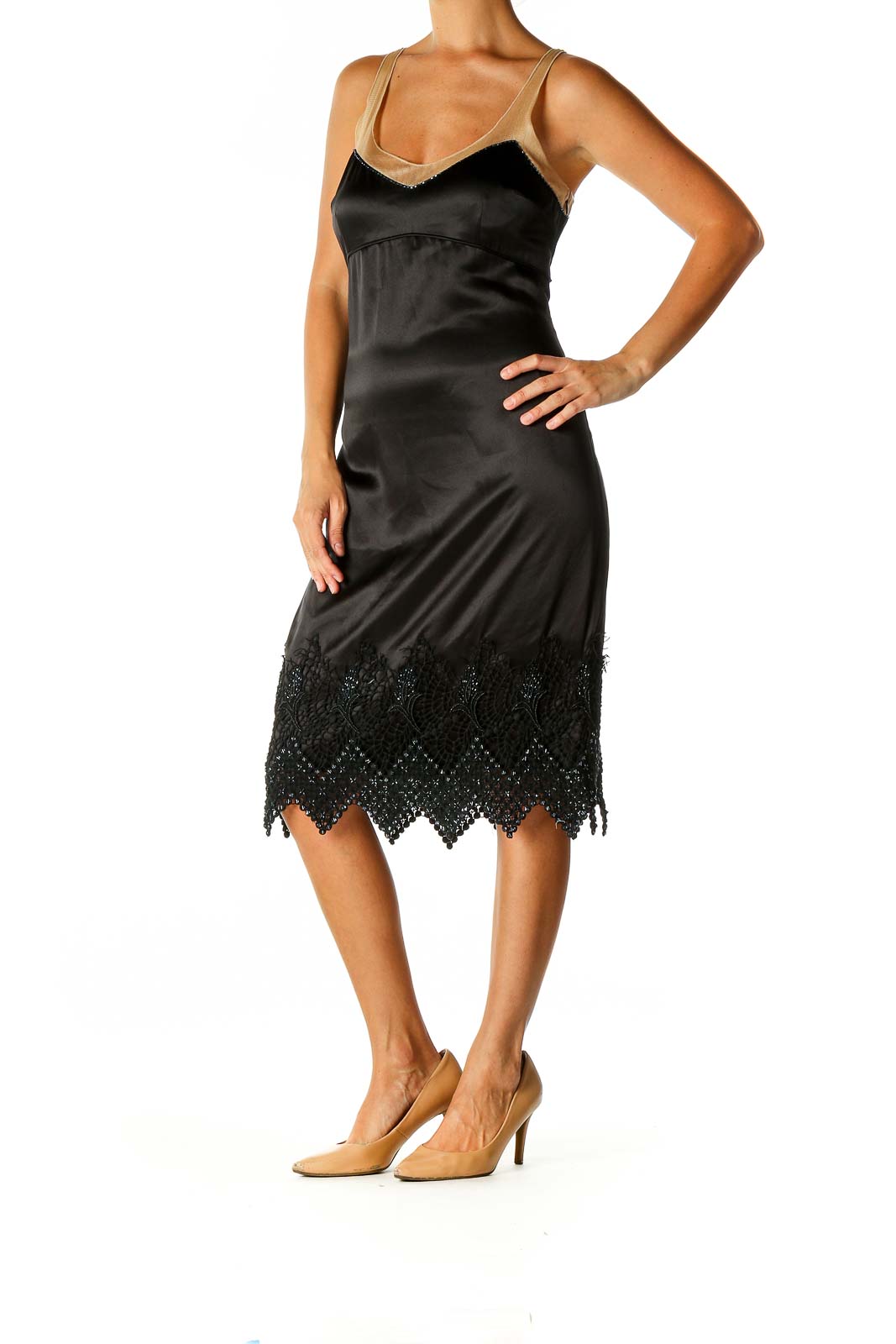 Laundry by Design - Black Sequin Cocktail Sheath Dress Polyester Silk |  SilkRoll