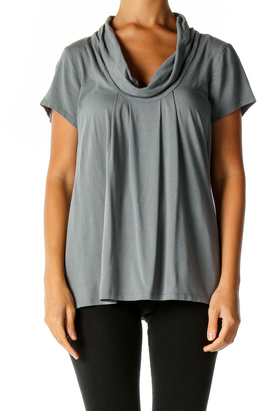 Gray Solid Casual Blouse Front
