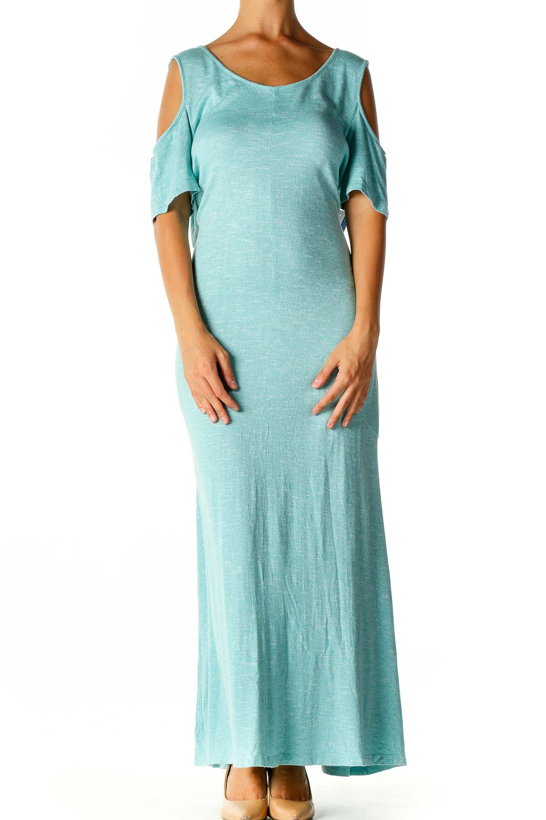 Blue Solid Day Column Dress Front