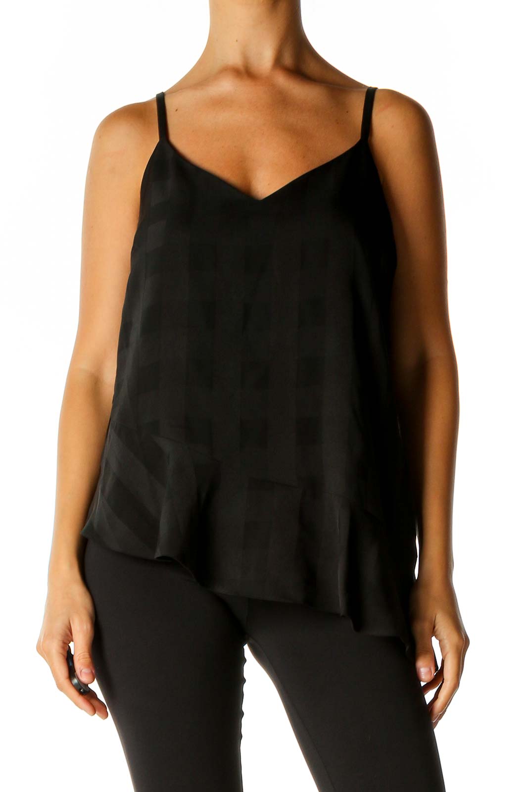 Black Solid Holiday Tank Top Front