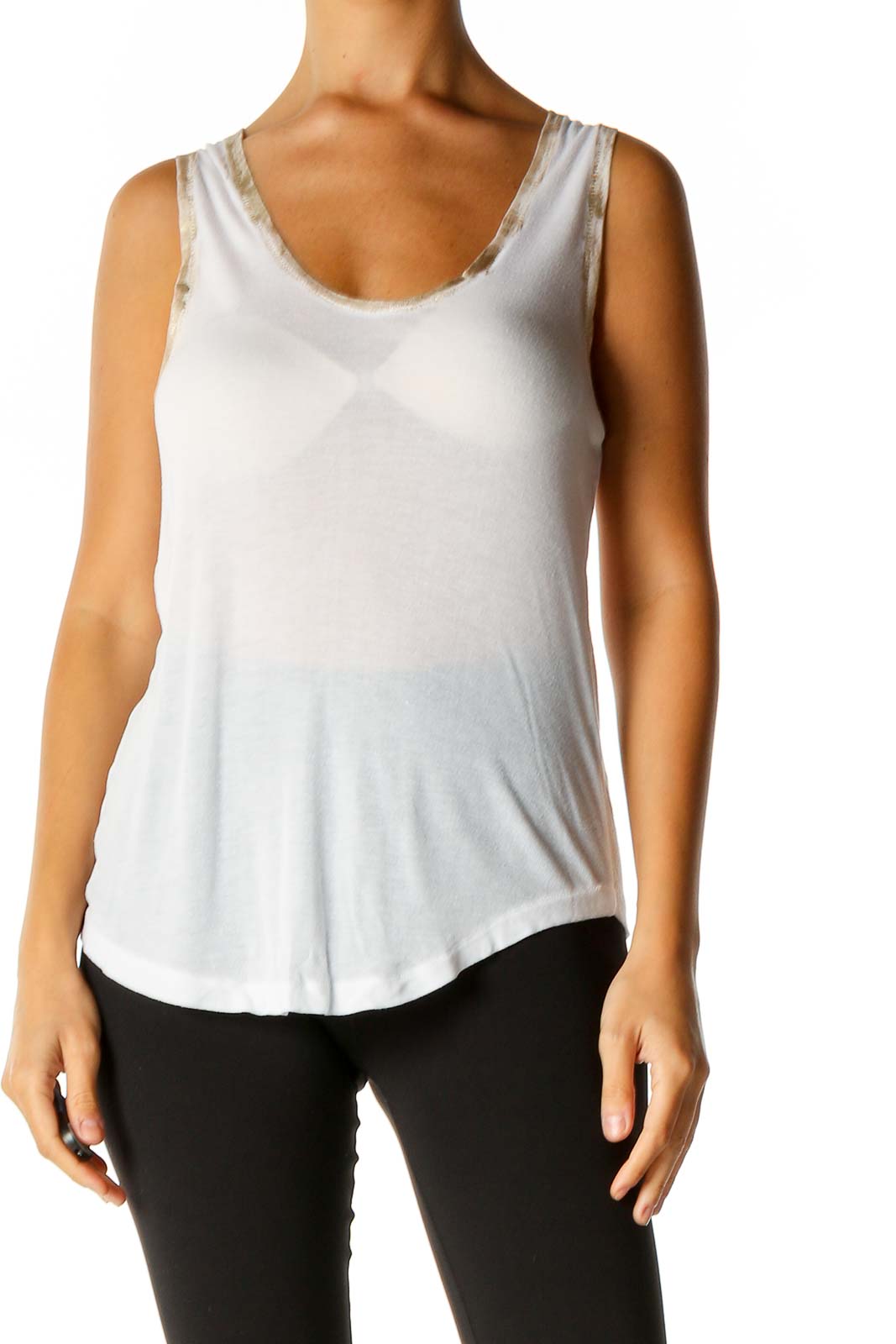 White Solid Chic Tank Top Front