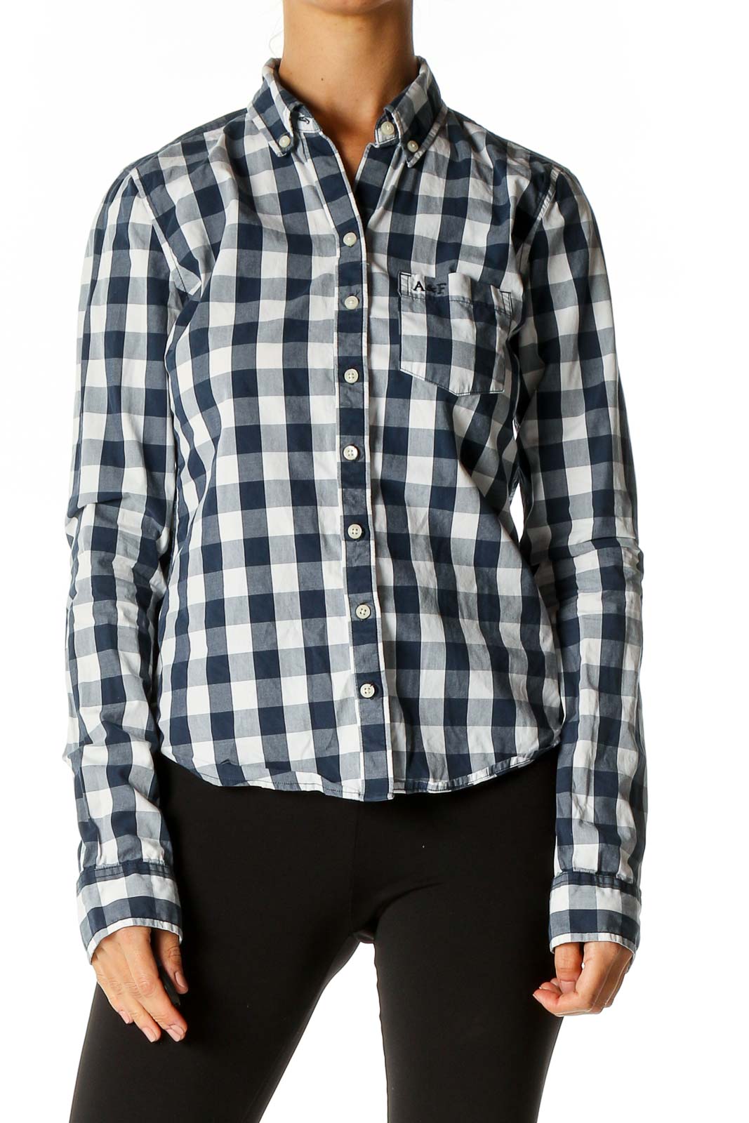 Blue Checkered Semiformal Shirt Front