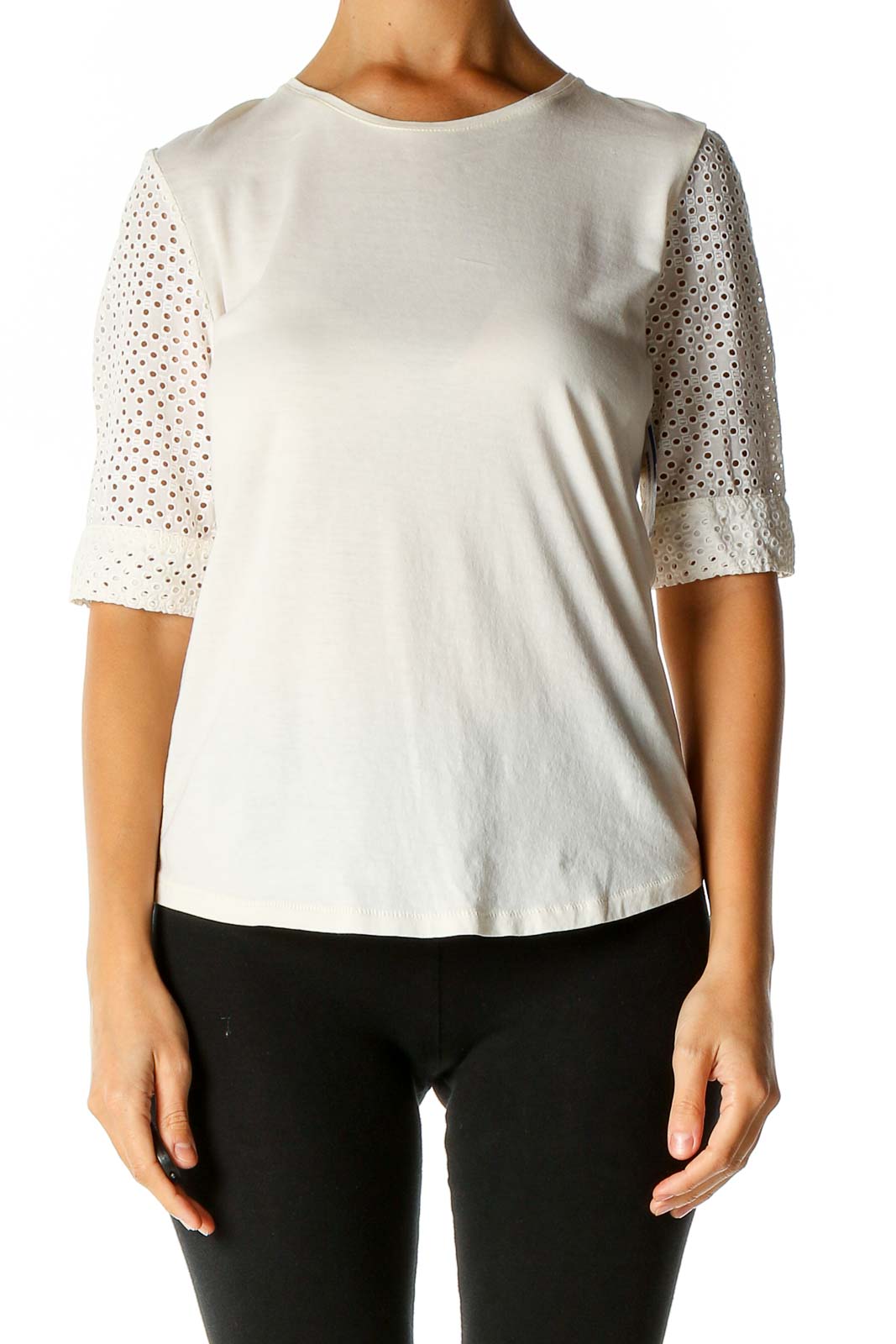 White Solid Brunch Blouse Front