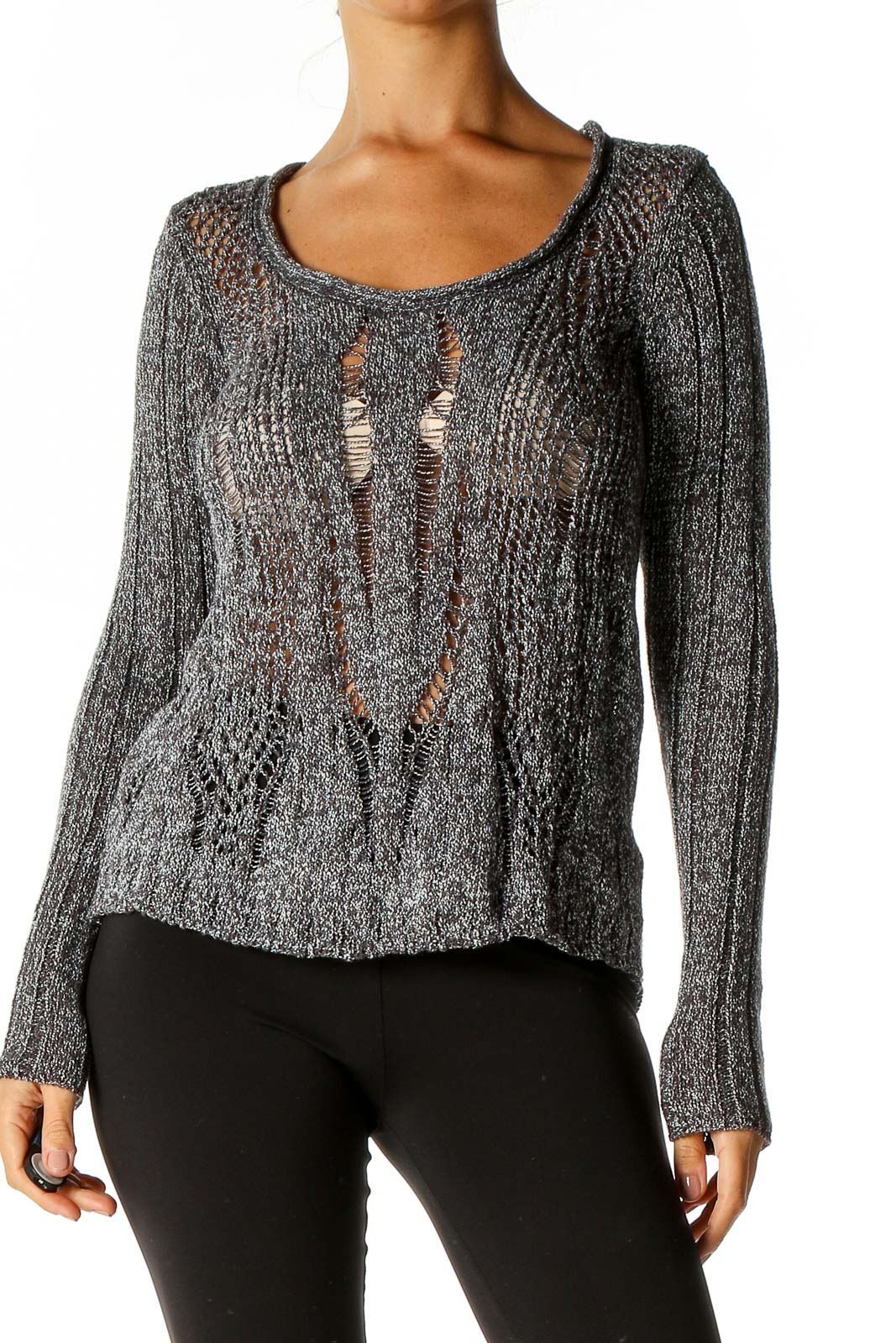 Gray Textured Sweater Front