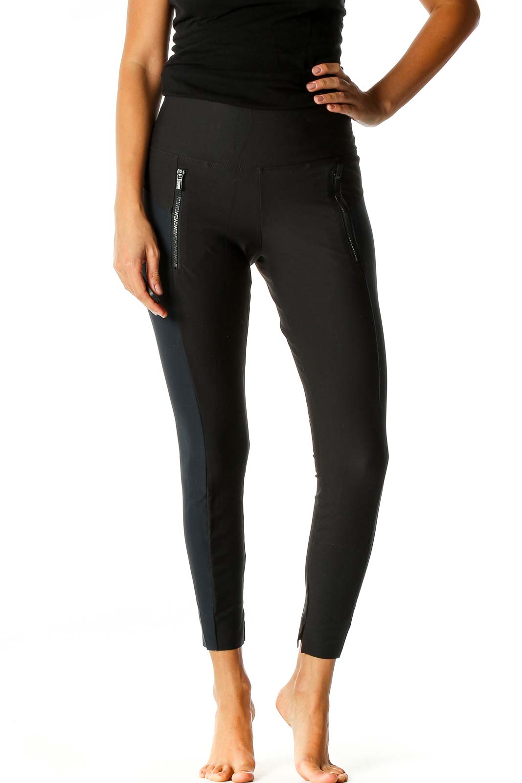 Athleta - Black Solid Casual Leggings Nylon Lycra ® Spandex