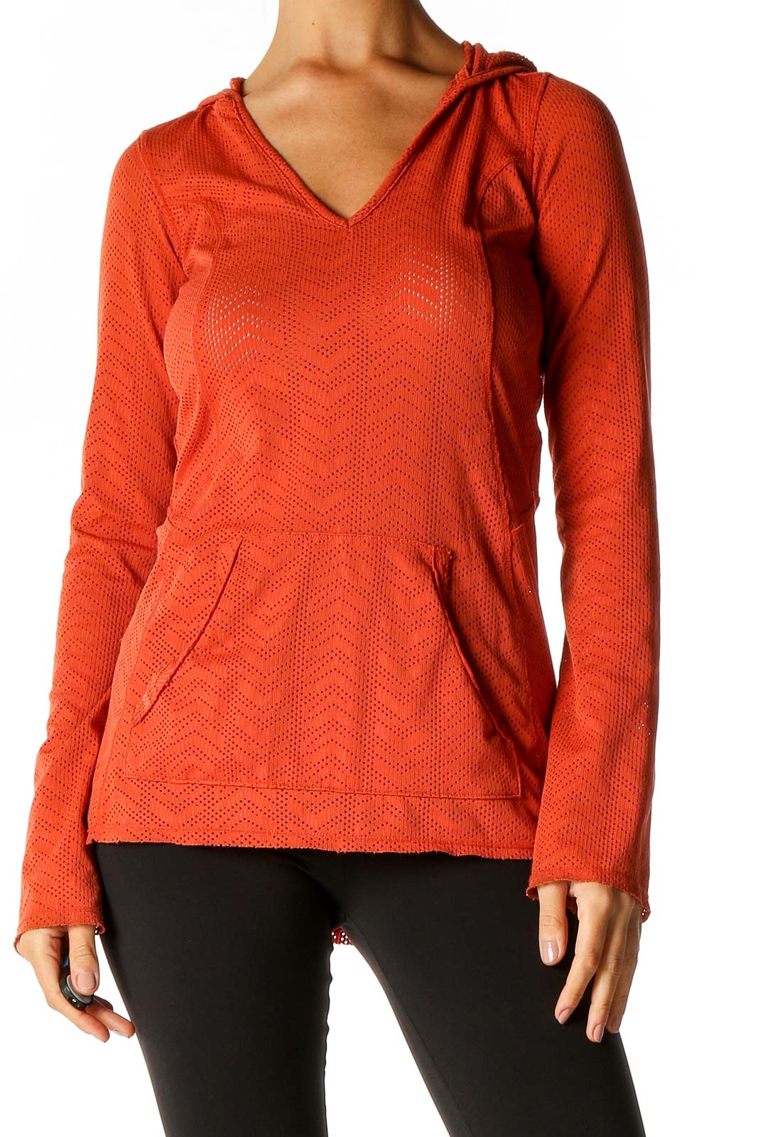 Orange Textured Bohemian Sweater Front