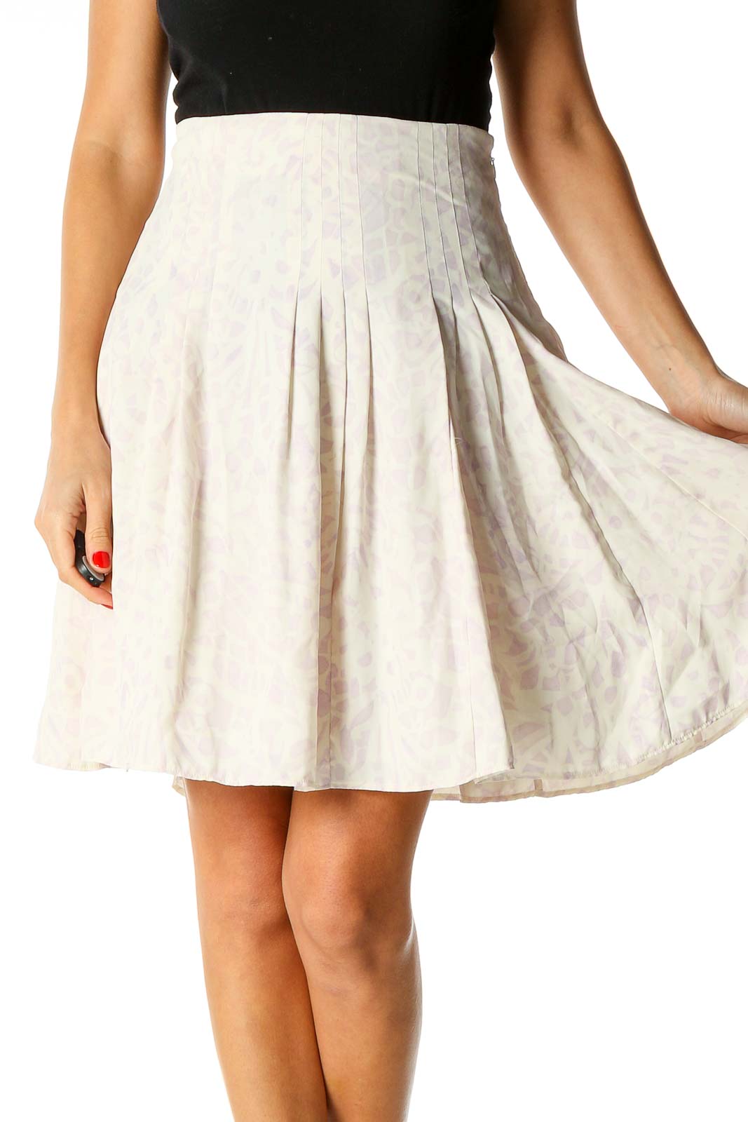 White Chic Flared Skirt Front