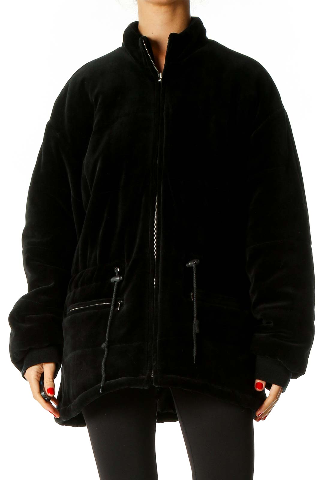 Black Windbreaker Jacket Front