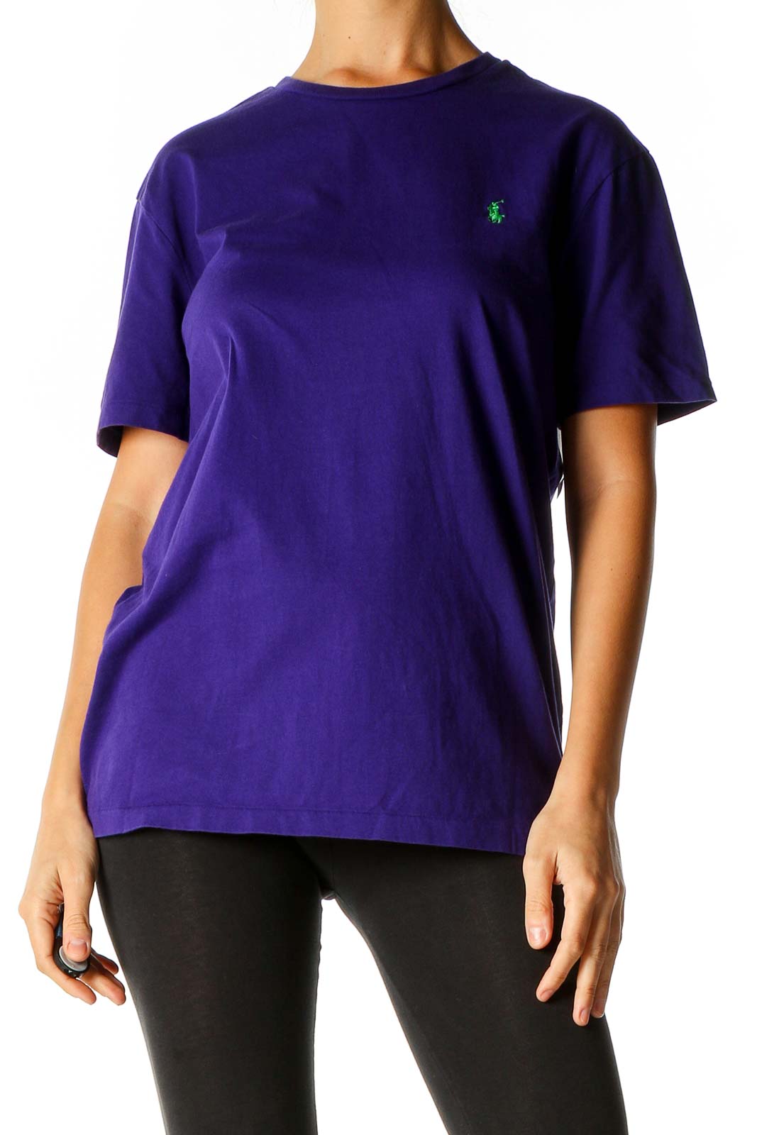 Purple Solid Casual T-Shirt Front