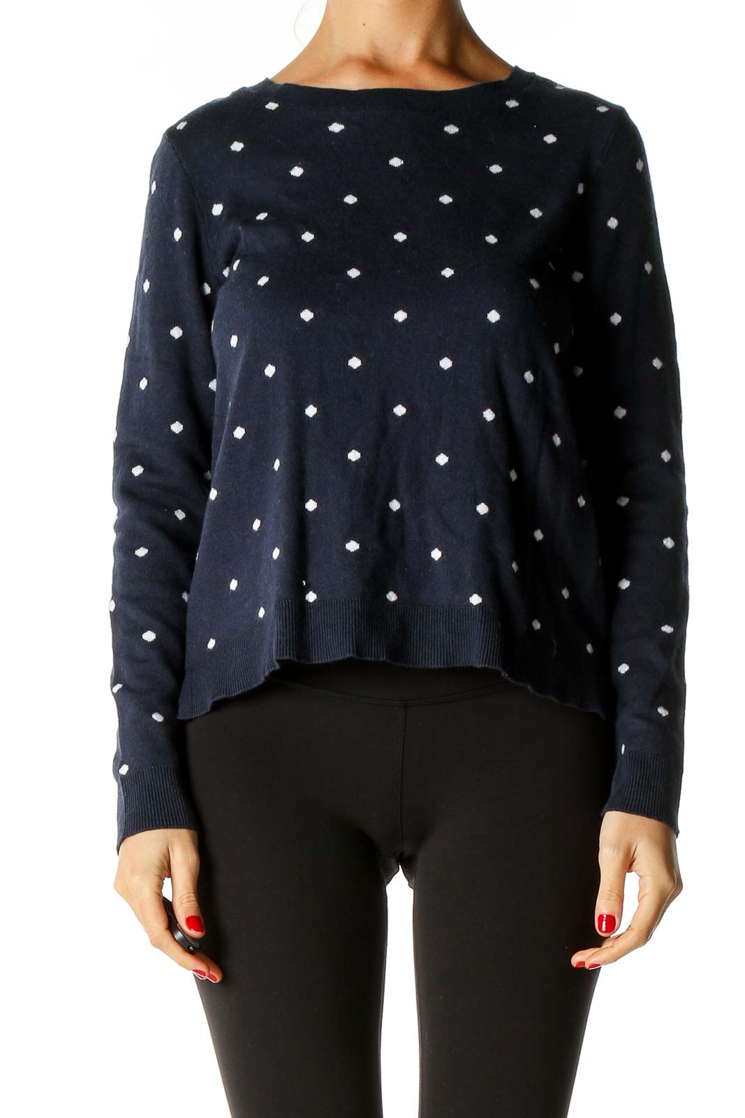 Blue Polka Dot All Day Wear Sweater Front