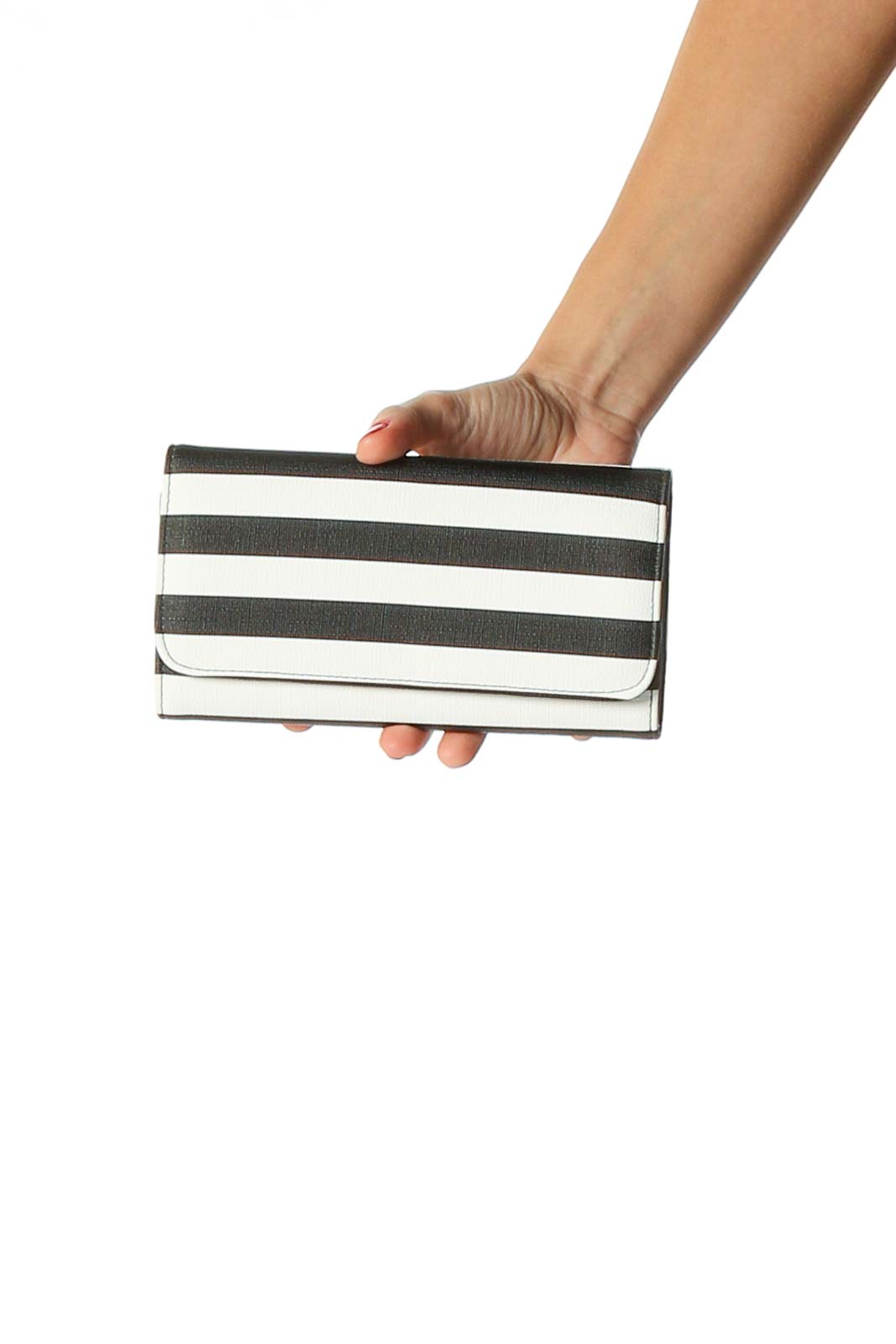 White Colorblock Striped Wallet Front