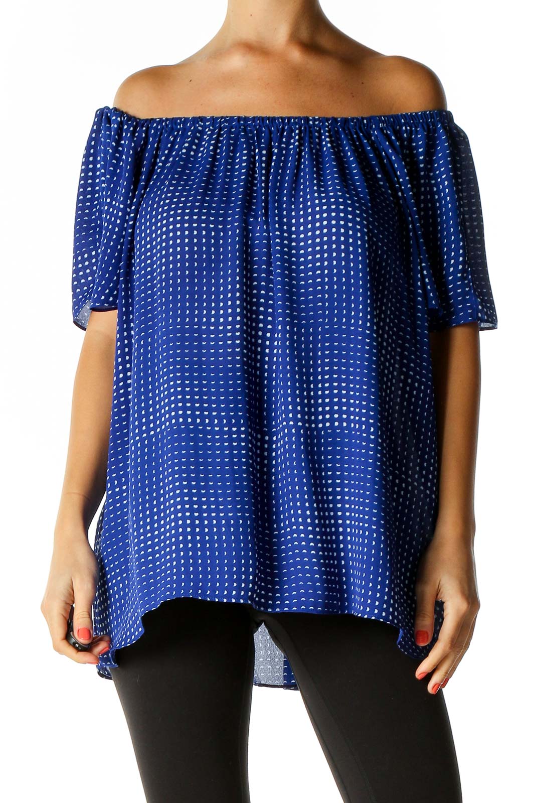 Blue Printed All Day Wear Blouse Front