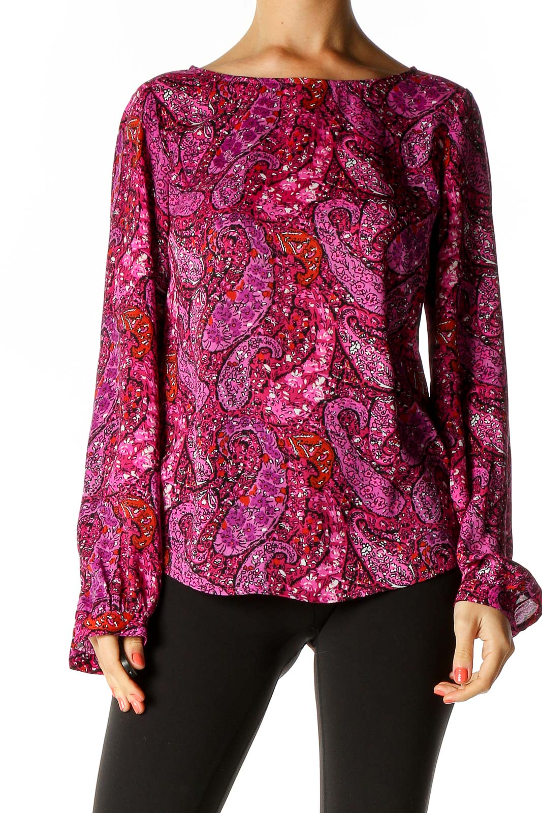 Red Paisley Retro Blouse Front