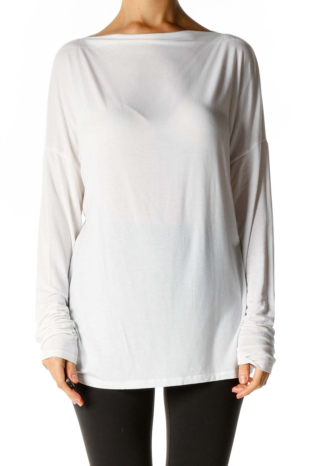 White Solid All Day Wear T-Shirt Front