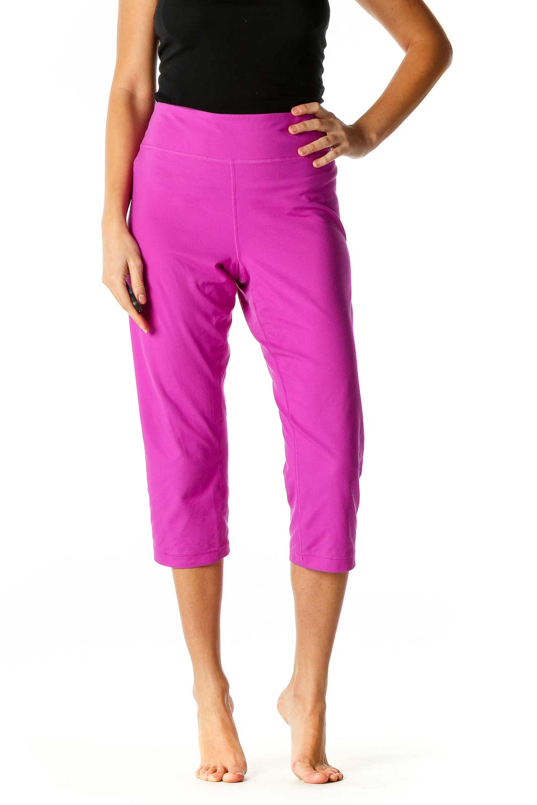 Pink Solid Activewear Leggings Front