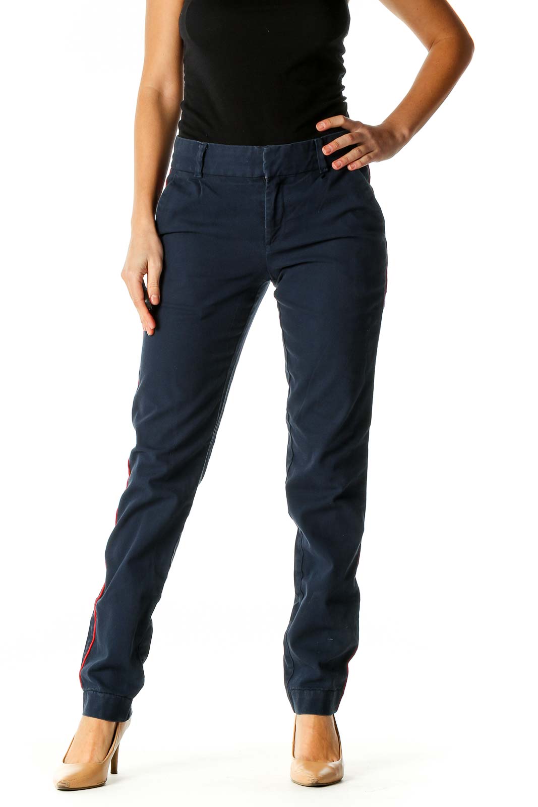 Blue Solid All Day Wear Trousers Front