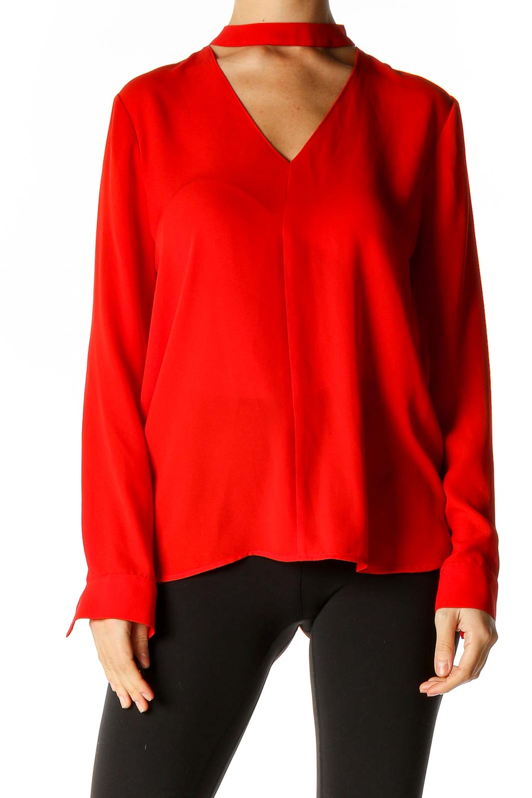 Red Solid All Day Wear Blouse Front