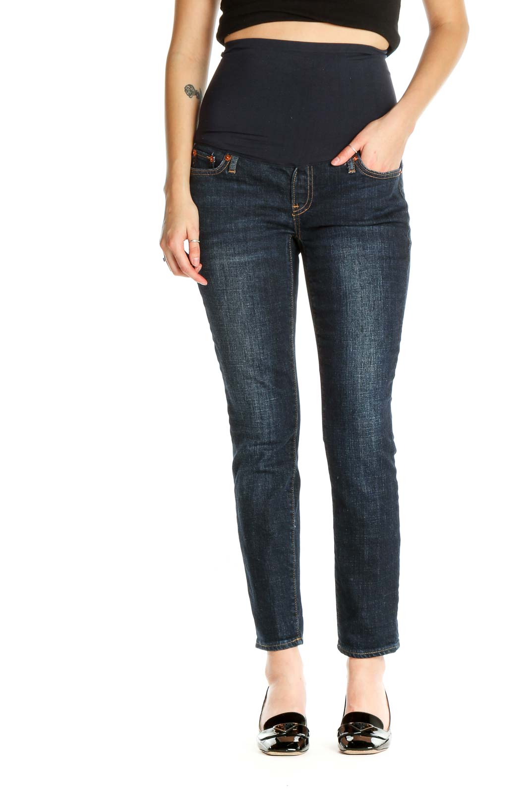 Blue Maternity Jeans Front