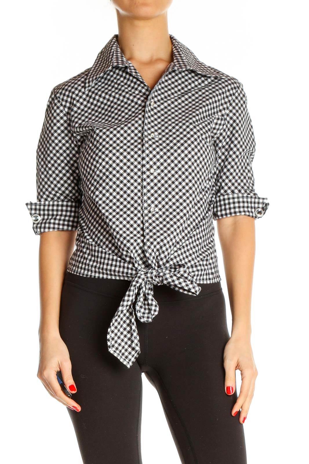 Gray Checkered Formal Shirt Front