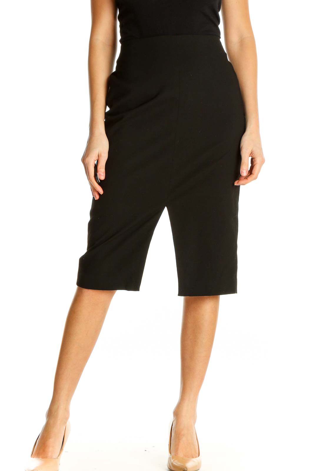 Black Solid Brunch Shorts Front