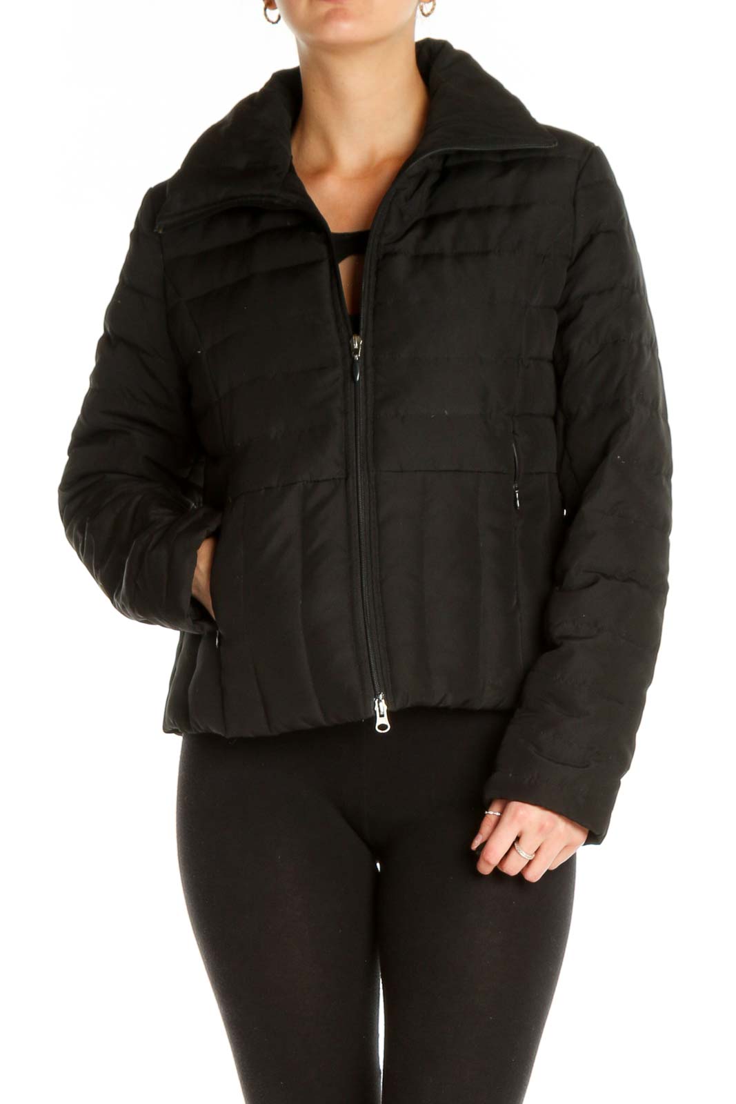 Black Quilted Jacket Front