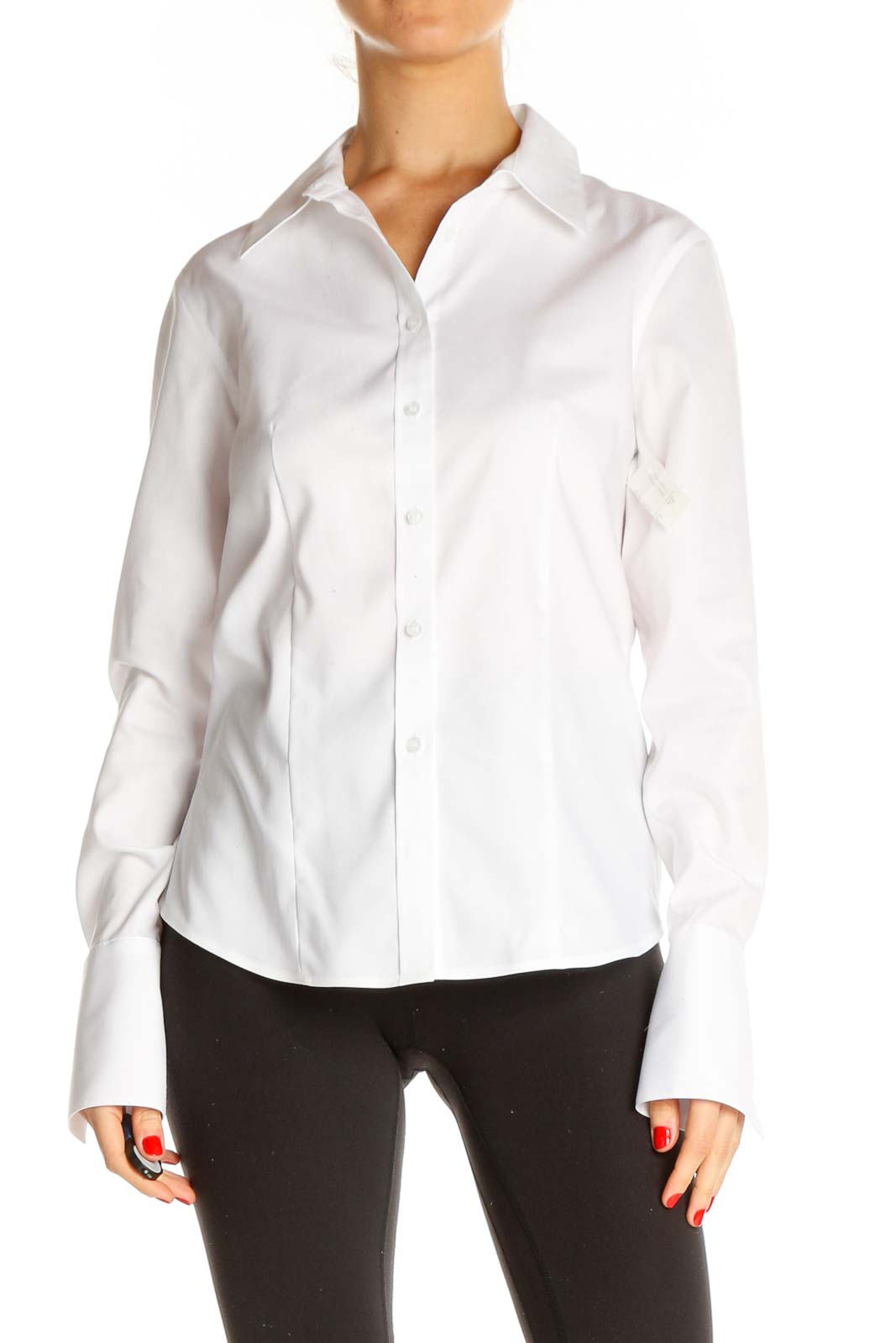 White Solid Work Shirt Front