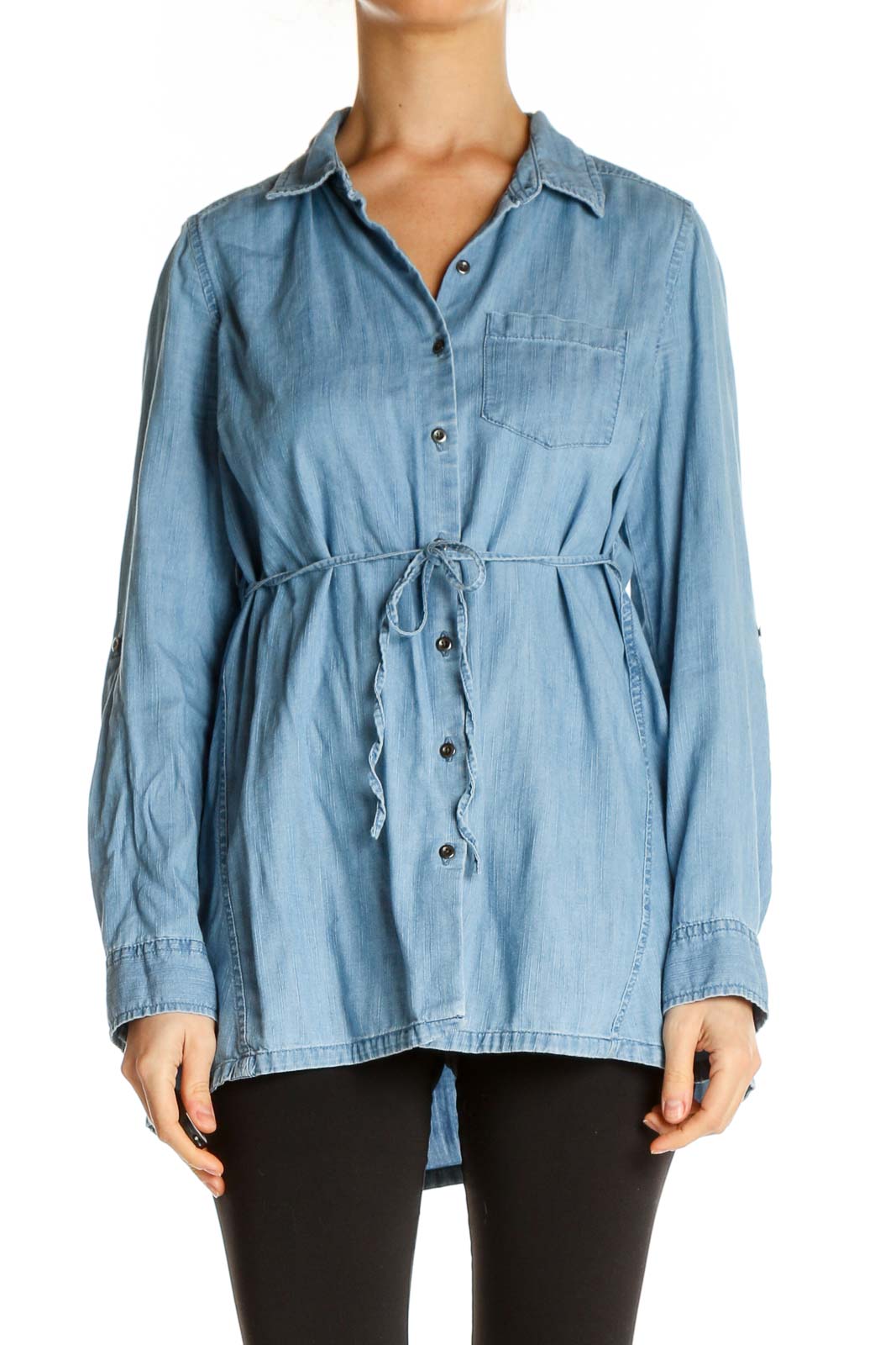 Blue Solid All Day Wear Shirt Front