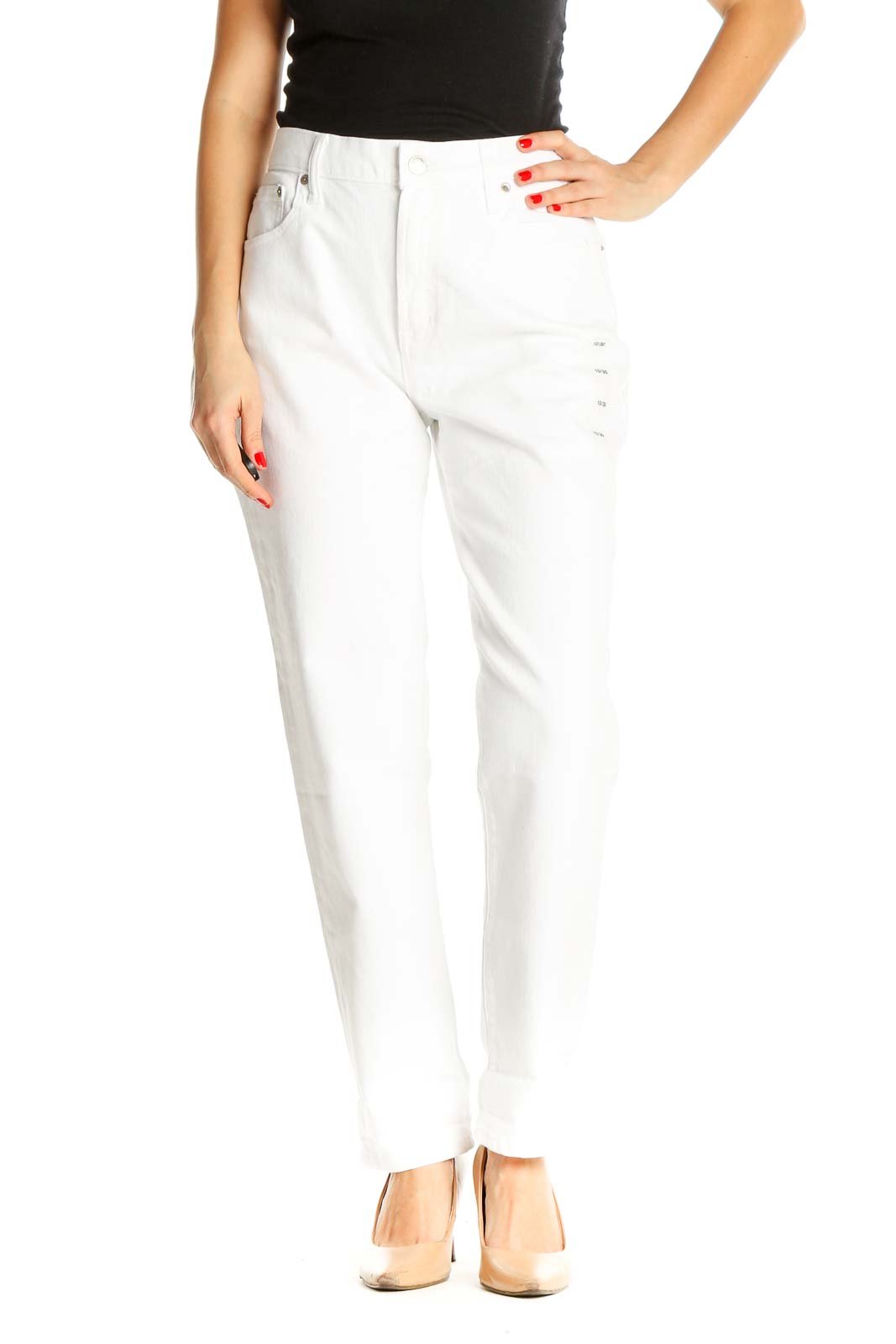 white straight leg jeans