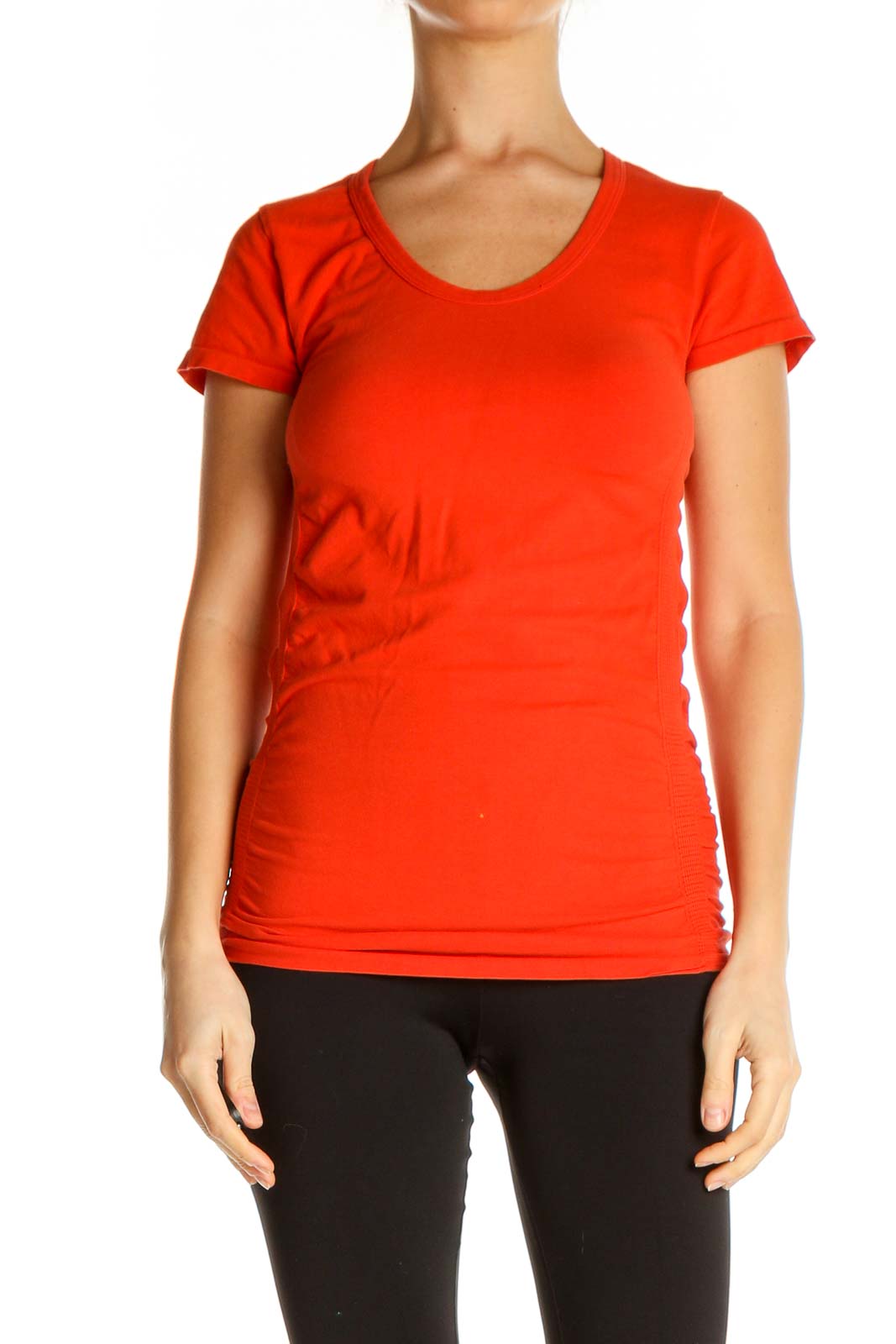 Red Solid Casual T-Shirt Front