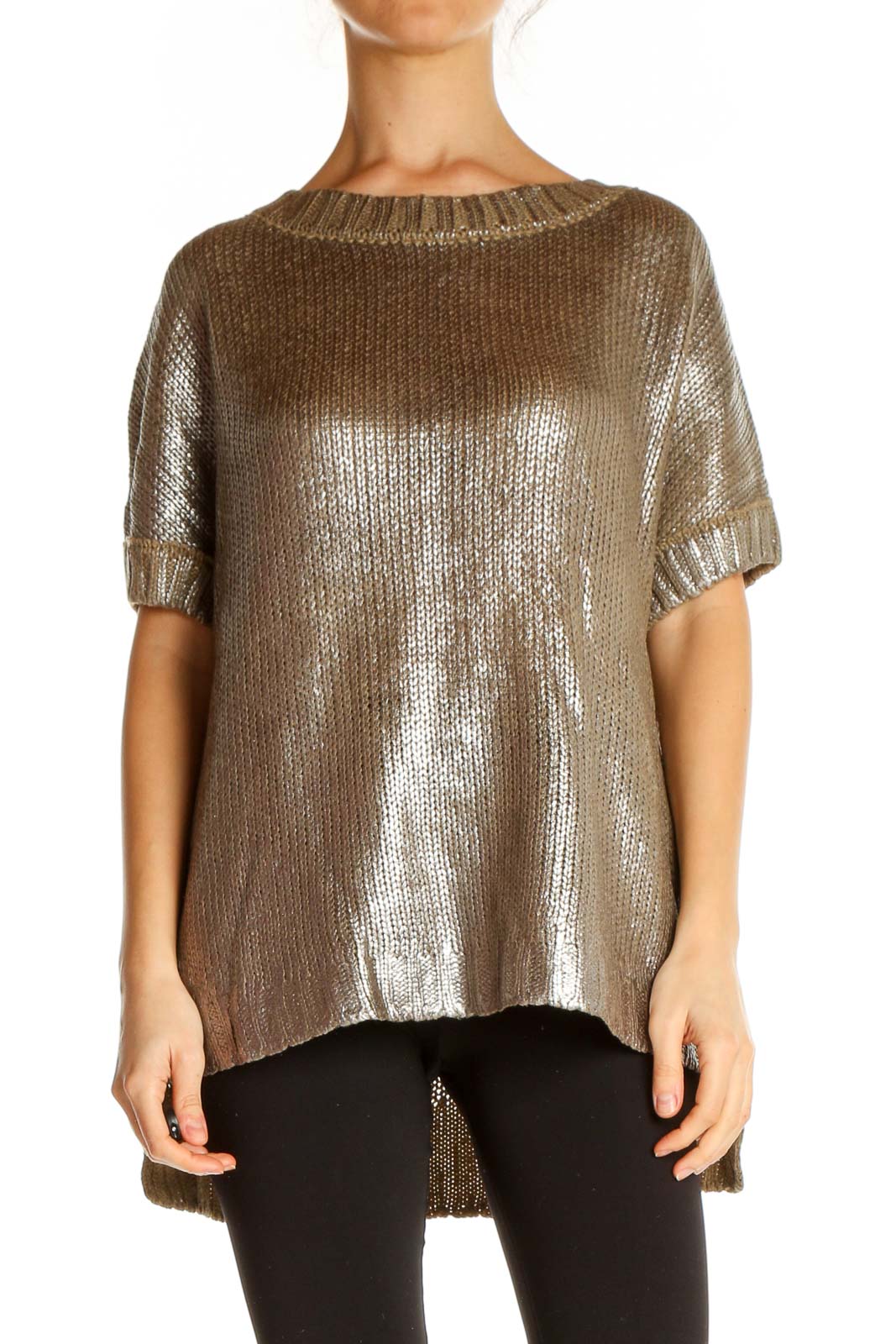 Brown Textured Chic Sweater Front