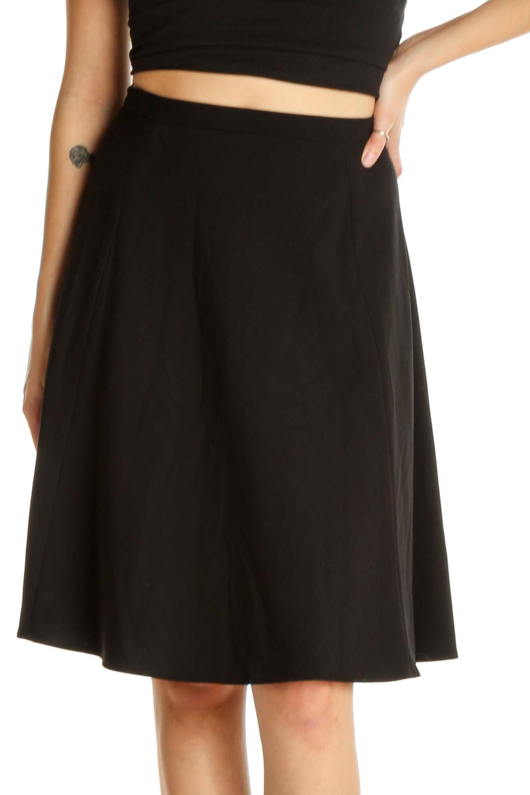 Black Classic A-Line Skirt Front