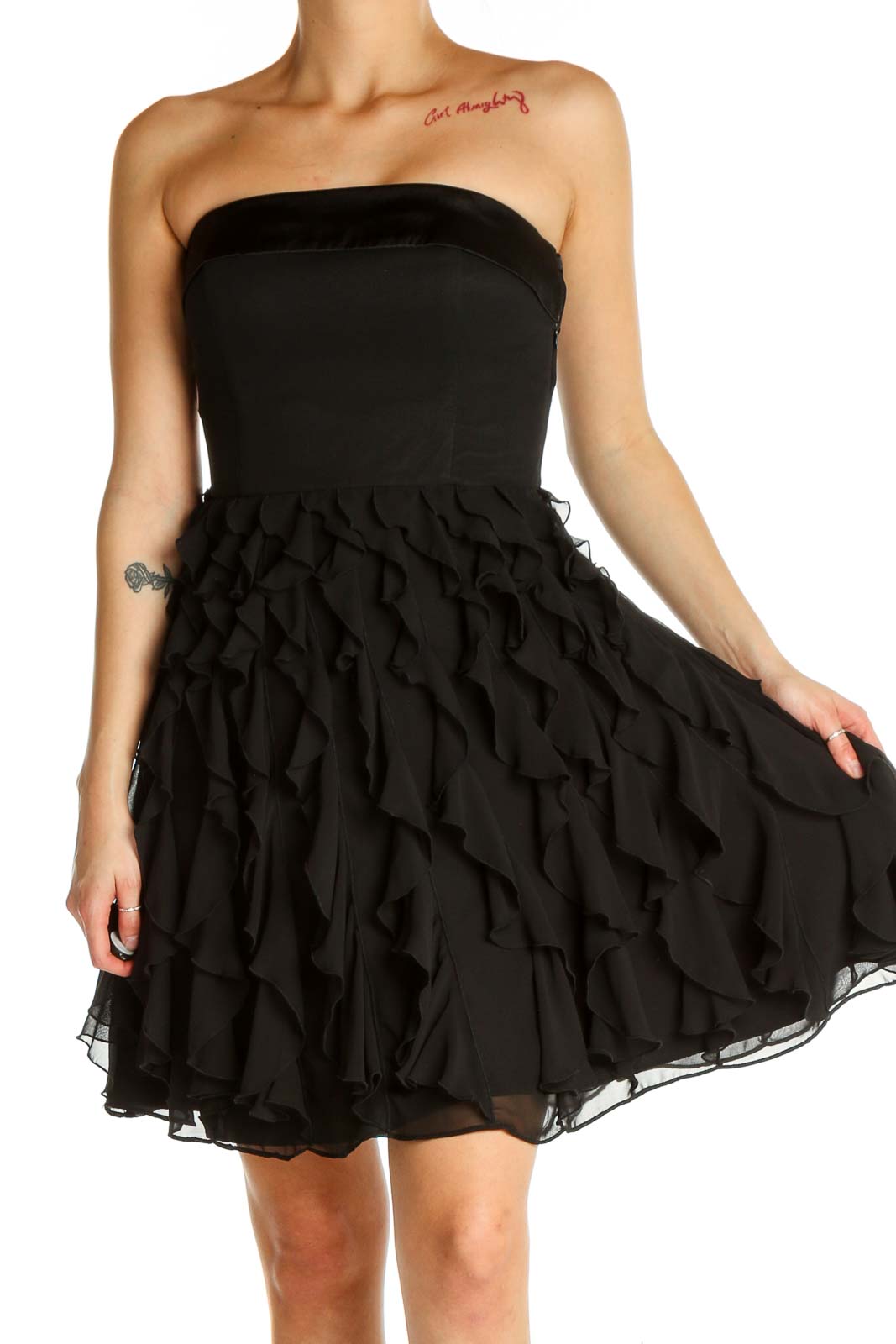 White house black market ruffle outlet dress