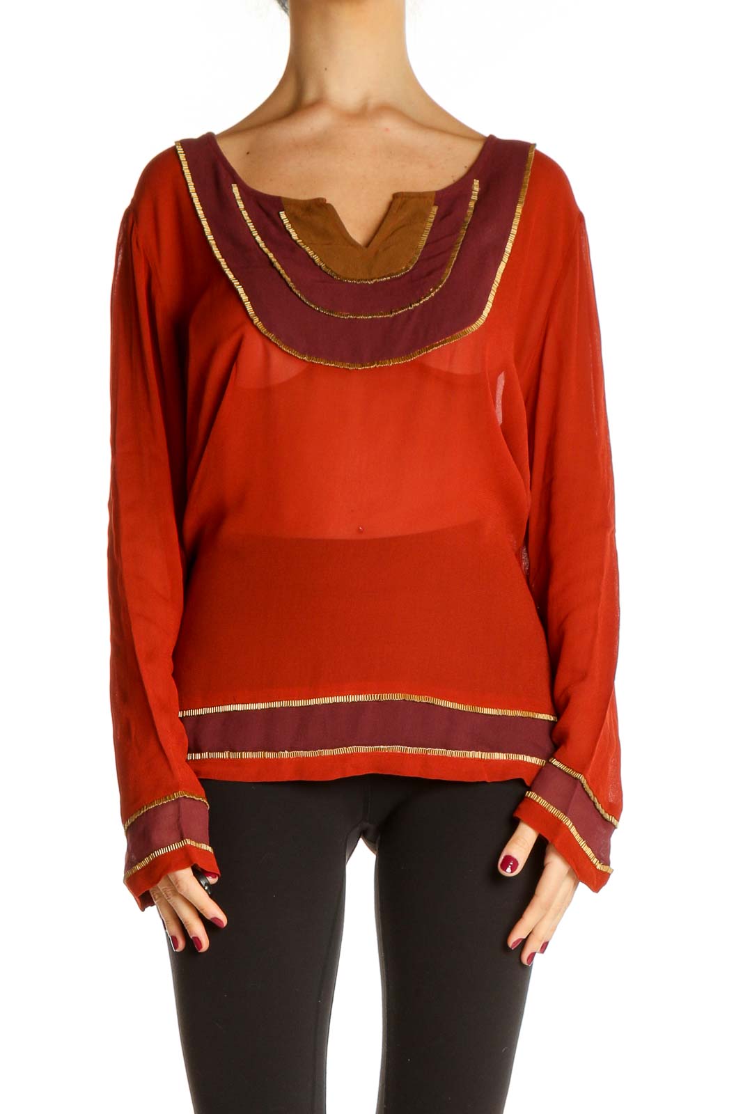 Red Solid All Day Wear Sweater Front