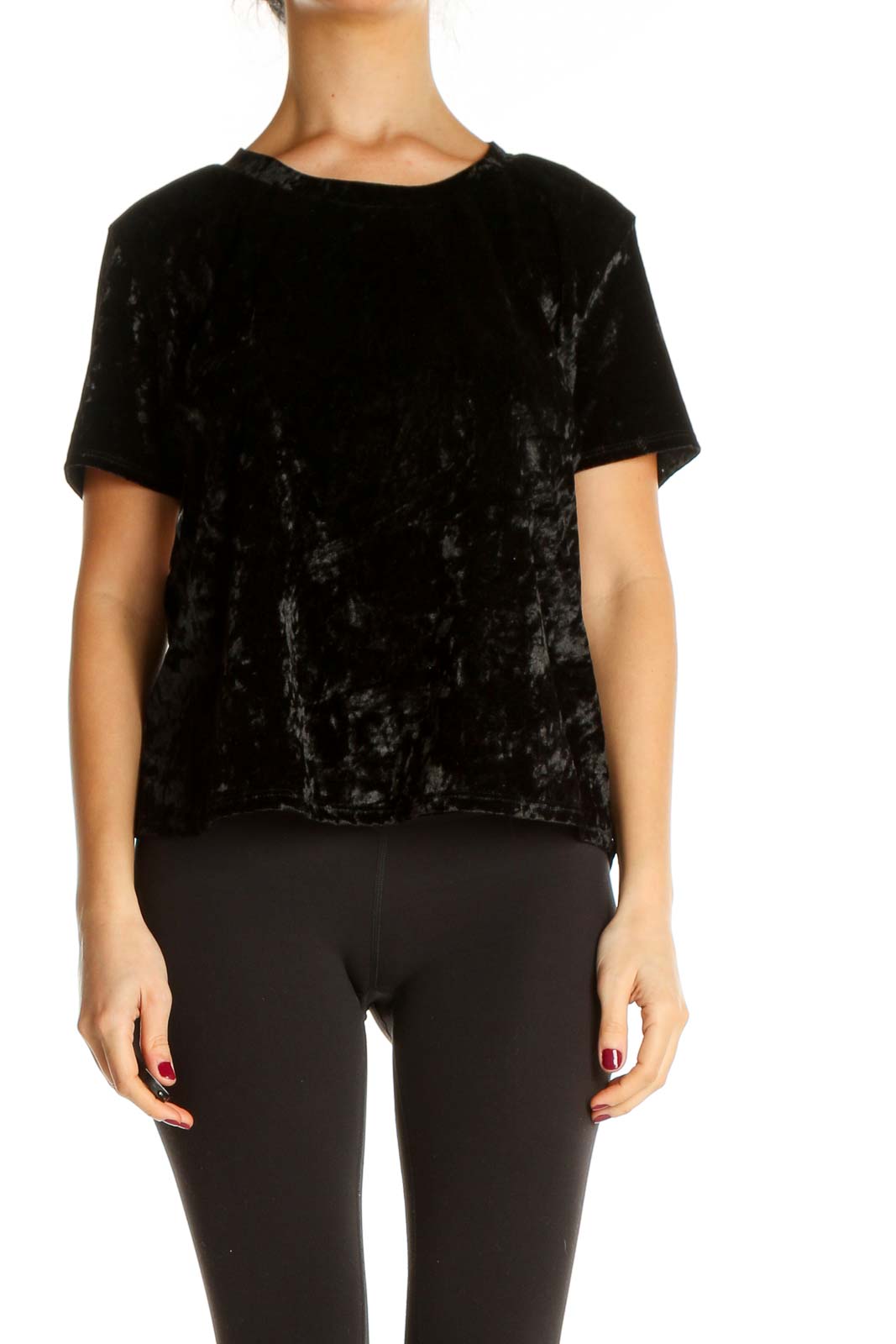 Black Solid All Day Wear T-Shirt Front