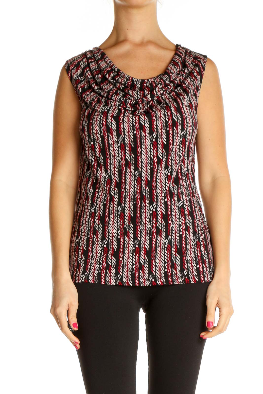 Black Printed All Day Wear Blouse Front