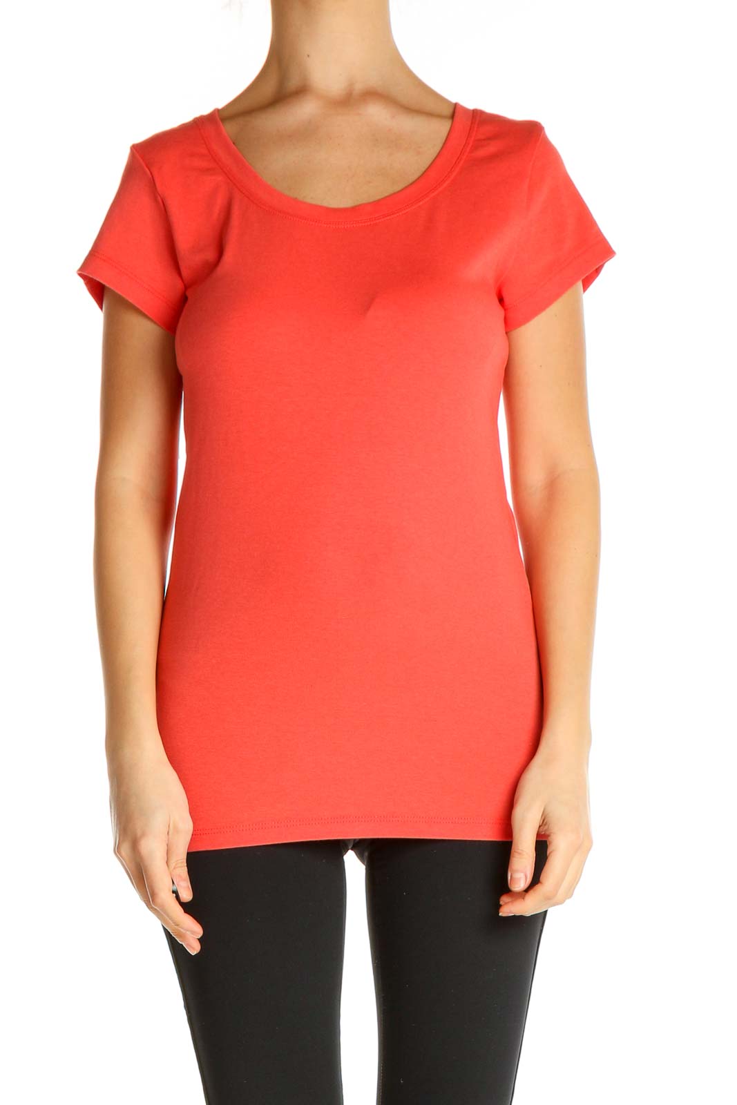 Orange Solid All Day Wear T-Shirt Front