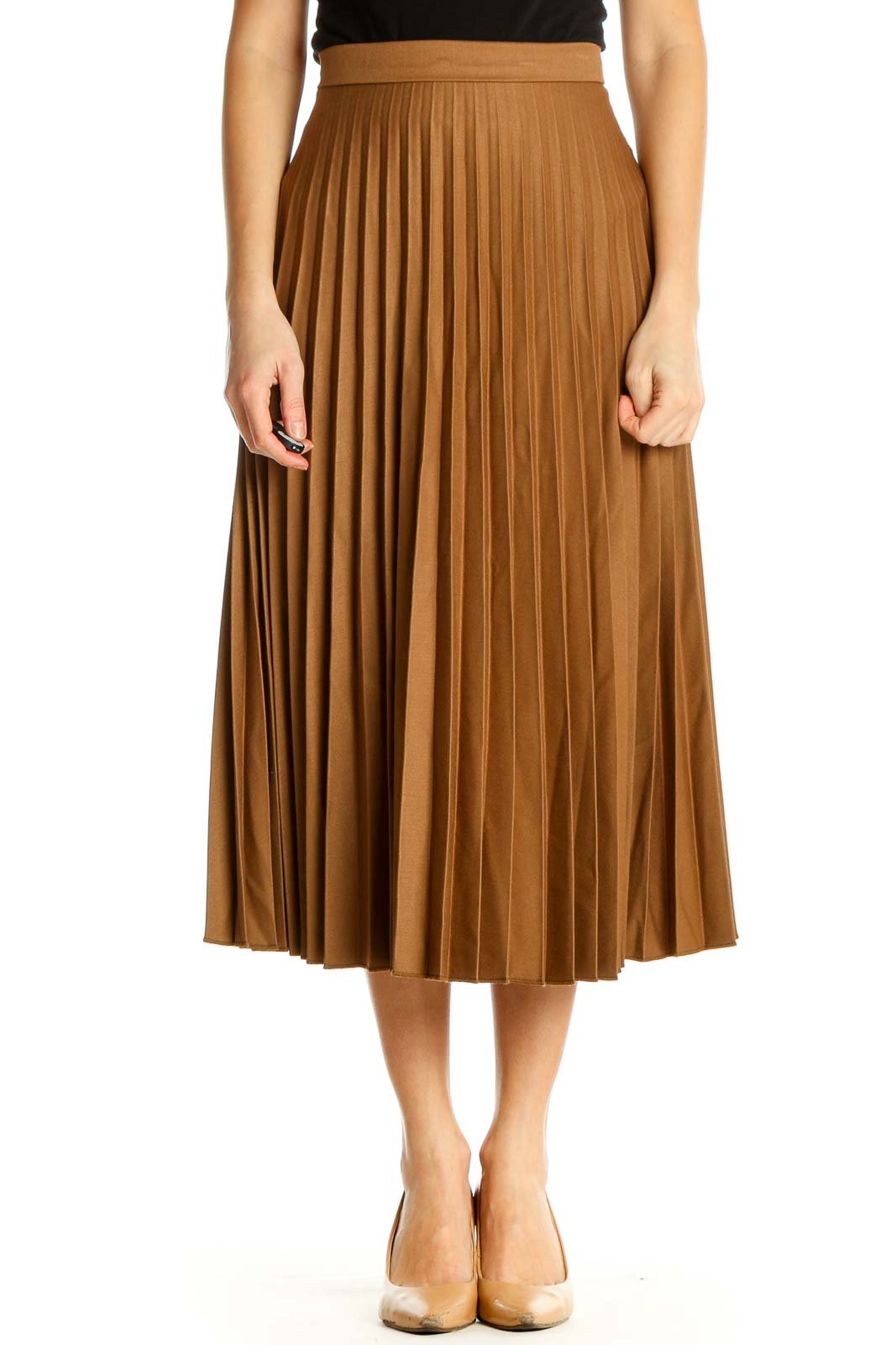 Brown Classic Flared Skirt Front