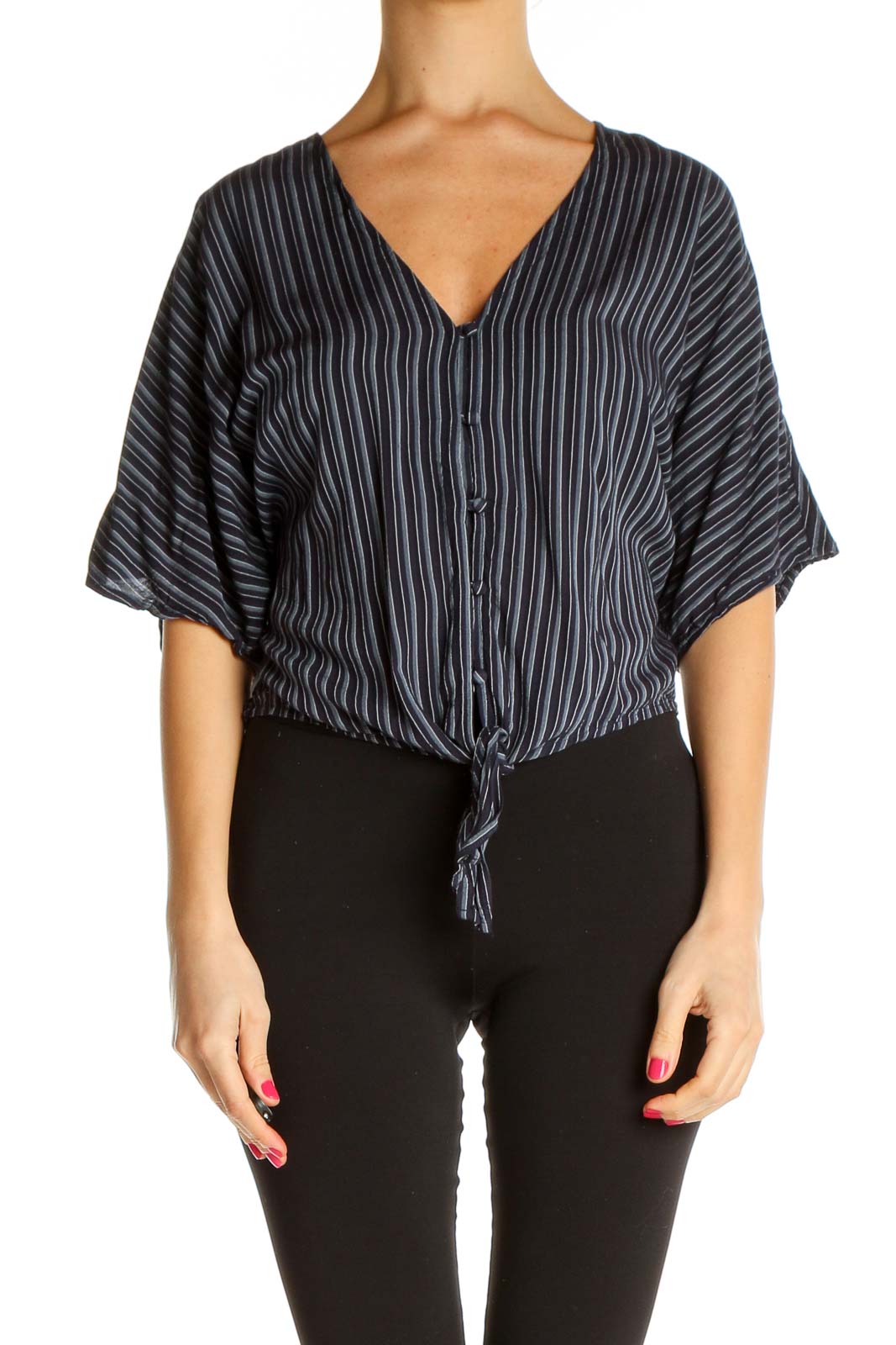 Blue Striped All Day Wear Blouse Front