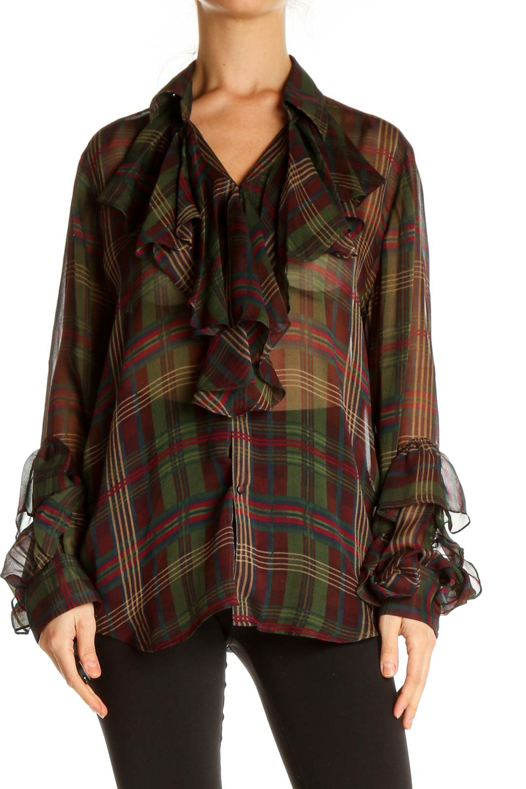 Red Checkered All Day Wear Blouse Front
