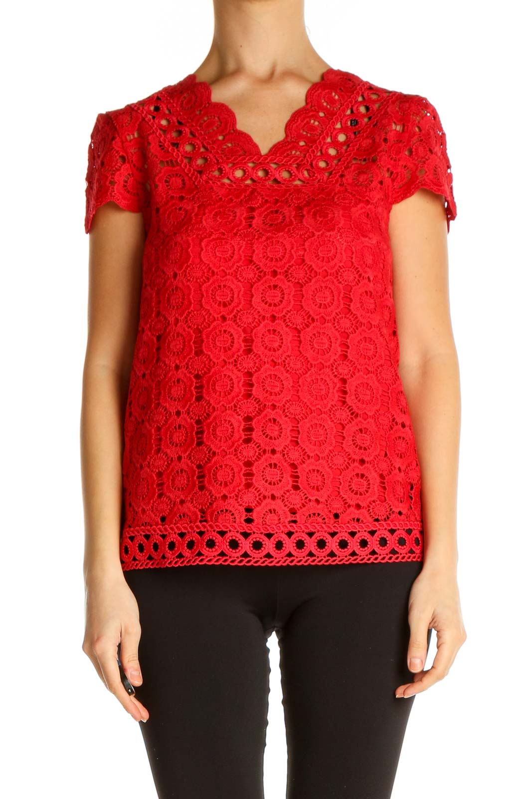Red Crochet Blouse Front