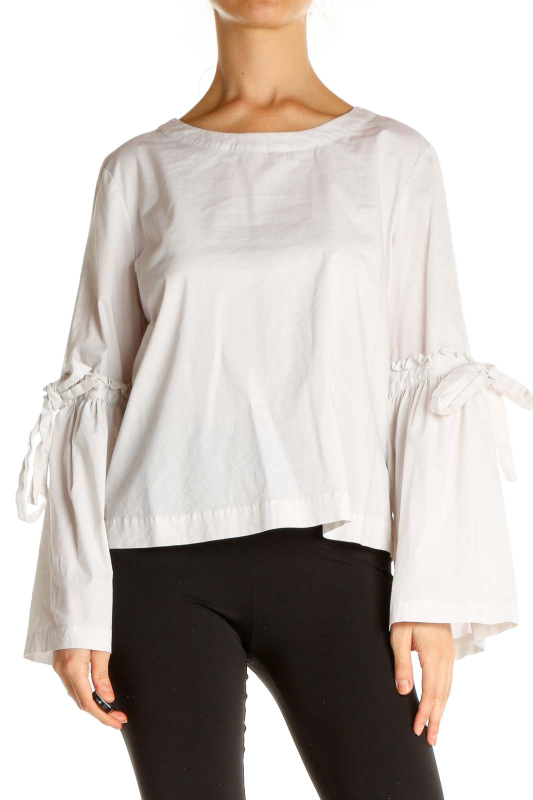 White Solid All Day Wear Top Front