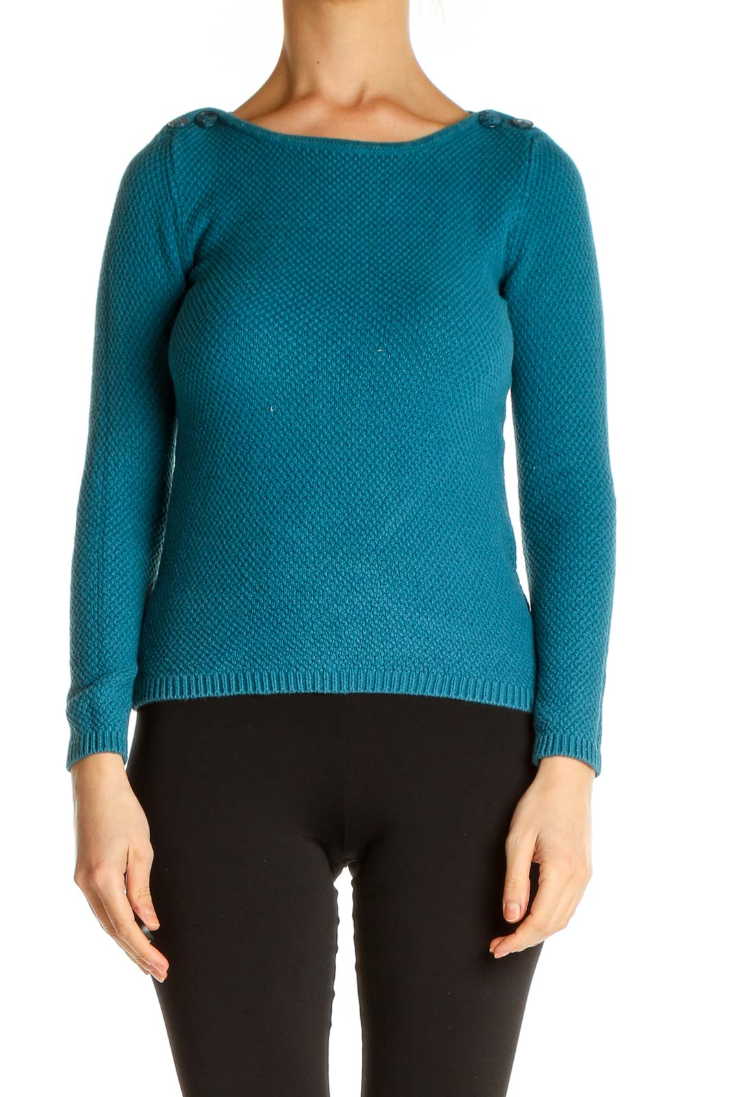 Black Textured All Day Wear Sweater Front